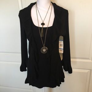 🆕Nine West Woman black metallic ruffled cardigan